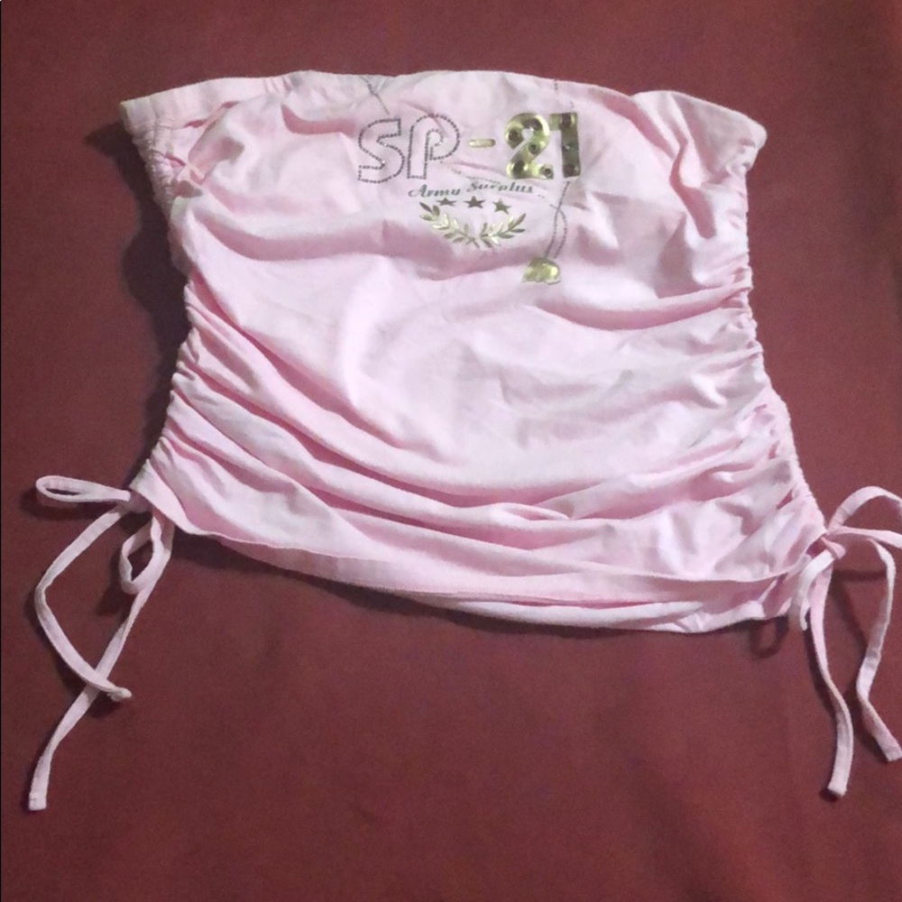 Pink strapless top in cotton